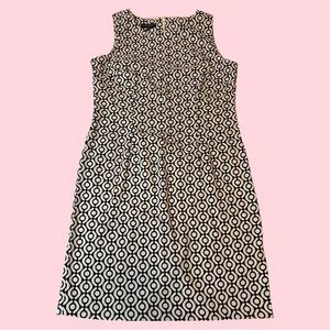 Mario Serrani women's sleeveless dress midi geometric print back slit sz medium